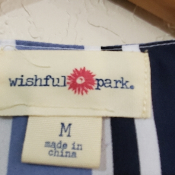 Wishful Park Blue Striped Blouse Womens Medium Zip Up Neckline Business - Picture 5 of 8